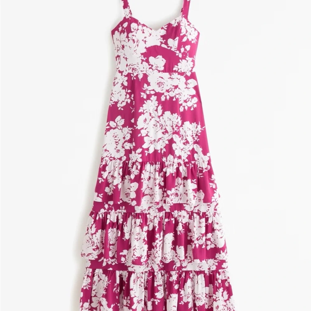 Abercrombie & Fitch Floral Pink Drama Ruffle T Maxi Dress NWT